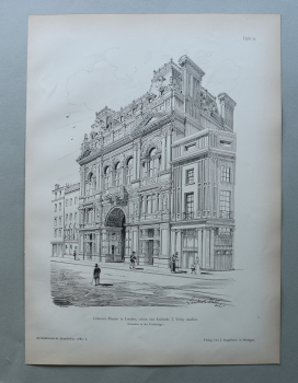 Holzstich Architektur London 1887 Criterion Theater